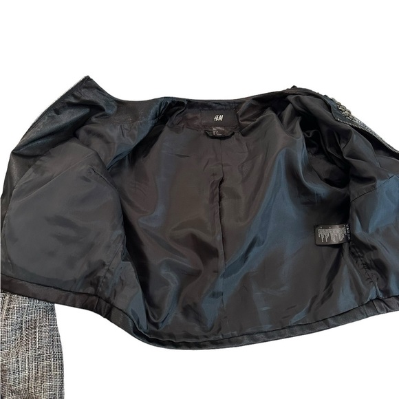 H&M Cropped Black White Blazer Size 8 - Picture 7 of 17